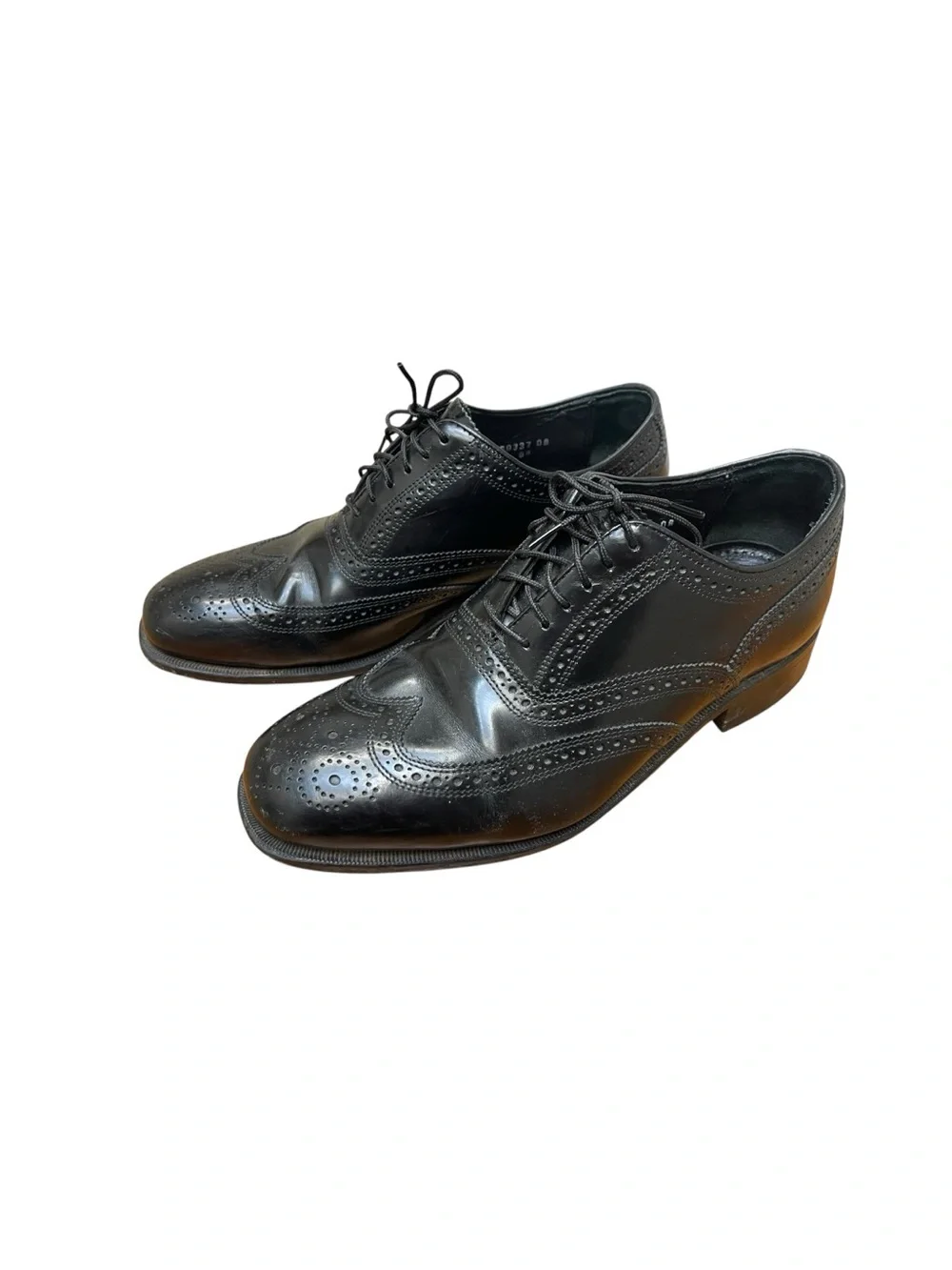 Florsheim Hamilton Black Leather Wingtip Brogue Oxford Dress Shoes 7.5 D